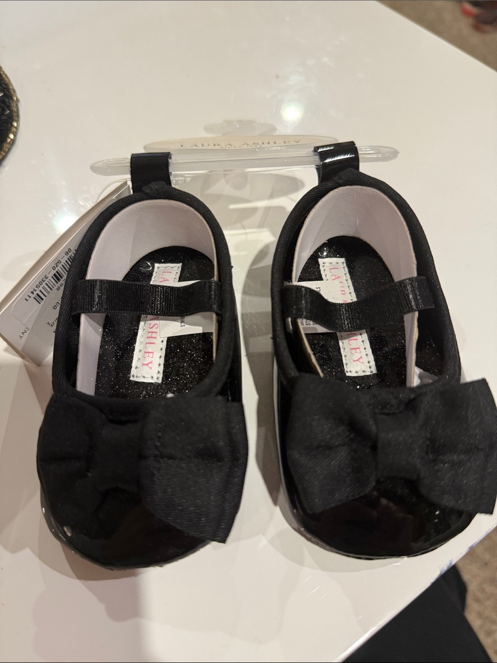 Laura Ashley Black Bow Mary Jane Baby Shoes